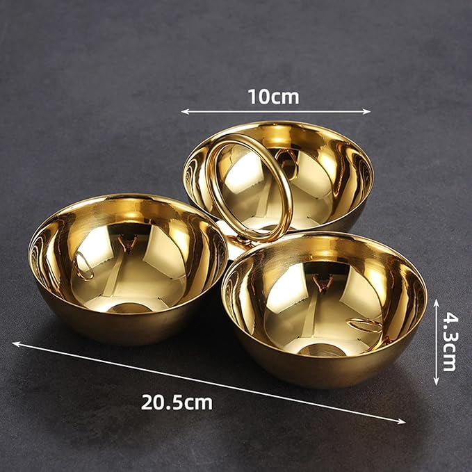 Stainless Steel Snack Serving Bowls Serving Trays Versatile Easy to Clean Appetizer Plates Fruit Plates for Party Bar Candies (Gold)
