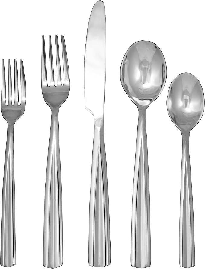 Ginkgo International Nico Stainless Steel Flatware, 42-piece set, Silver