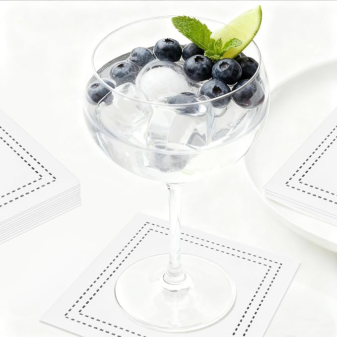 100 Pack White Cocktail Napkins Disposable - Linen Feel 5x5 Inch Premium Dessert Napkins for Weddings, Parties, Birthdays, Anniversary, Suitable for Restaurants, Bars, Reception, Home Events