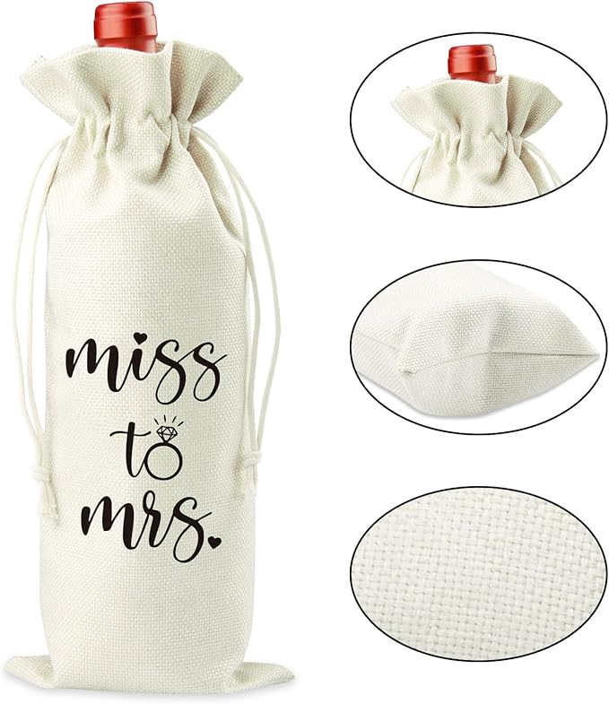 Lcoanriut Miss to Mrs. Wine Bag, Engagement Wedding Wine Gift Bag, Bridal Shower Wedding Gifts Ideas for Couples Wine Bag, Wedding Party Decorations Engagement Gifts for Couples Bride Miss to Mrs.