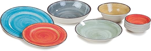 Carlisle FoodService Products Mingle Resuable Plastic Plate Dinner Plate with Pottery Style for Home and Restaurant, Melamine, 11 Inches, Aqua