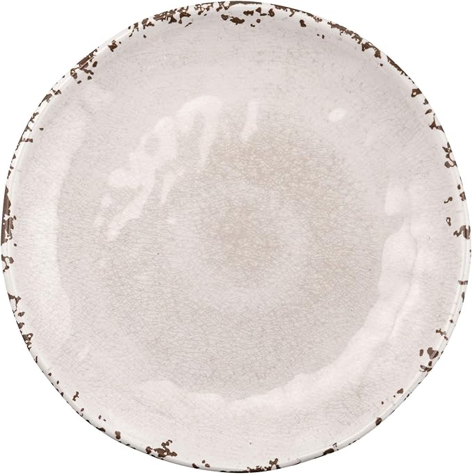 UP Crackle Melamine Round Dessert Plates, Small Serving Plates, for Appetizer, Snacks, and Side Dishes, Cream, 6 Inch, Set of 4