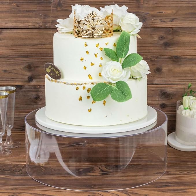 Efavormart 14" Round Clear Acrylic Cake Stand, Transparent Fillable Display Box, Pedestal Riser with Hollow Bottom