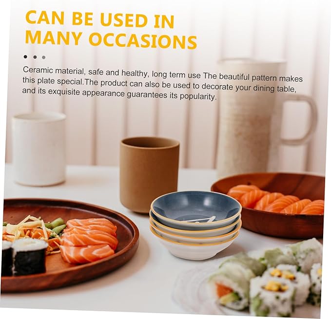 4pcs Ceramic Sauce Dishes Japanese Style Mustard Plates for Dipping Assorted Appetizer Plates for Condiments and Side Dishes
