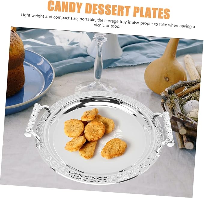 Zerodeko Round Pattern Serving Tray European Style Fruit Holder for Hotels Restaurants and Buffets Decorative Dessert and Storage Dish for Fruits Snacks and Jewelry