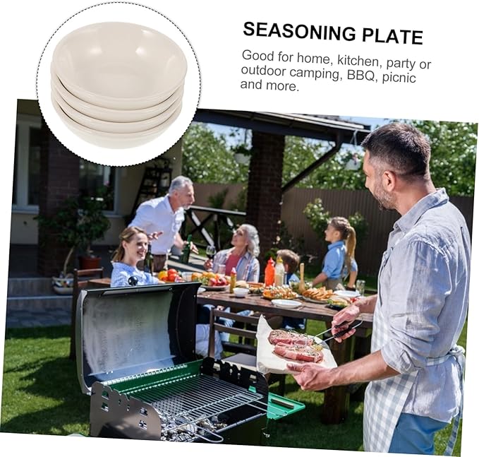 Ciieeo 4PCS Ceramic Dipping Sauce Plates Mini Condiment Bowls for Snack and Appetizer Dishwasher Safe for Home and Restaurant Use