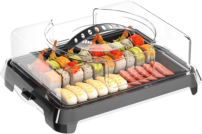 Chilled Portable Serving Tray Platterbox Snack Box with Reusable Ice Pack Charcuterie Board with Lid Shrimp Cocktail Serving Dish Serving Platter for Appetizer Veggie Fruit Food Parties Outdoor Picnic
