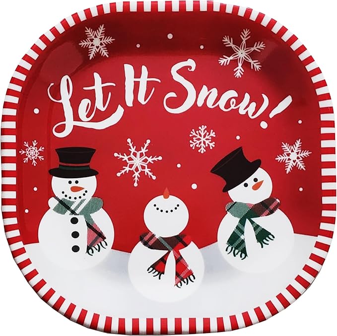 Kane Christmas 8-inch Melamine Appetizer Plates, Set of 4, for Dinner and Decorating, Salad or Dessert Dinnerware