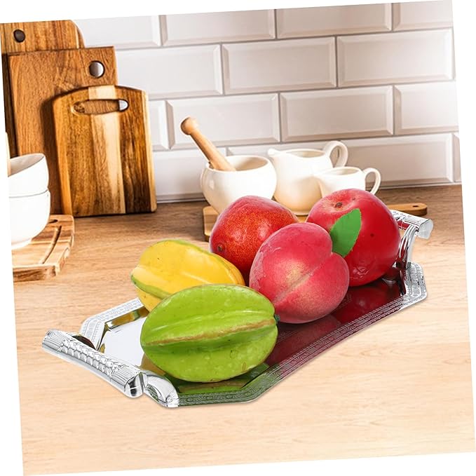 ABOOFAN Stainless Steel Dinner Plate Elegant Serving Tray Handles for Entertaining