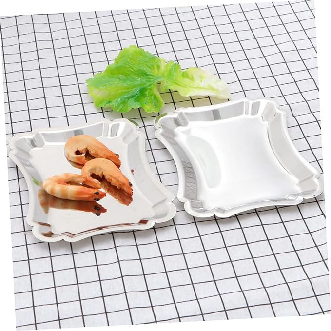 Ciieeo 2pcs Snack Trays for Party Large Serving Tray Stainless Steel Dessert Plate