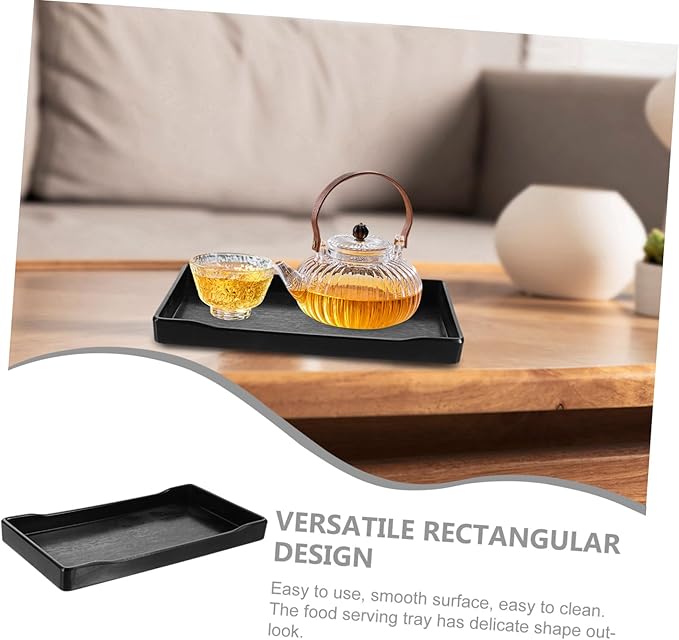 Happyyami 2pcs Black Serving Tray for Party Multi-Functional Fruit Snack Cake Water Cup Storage Tray