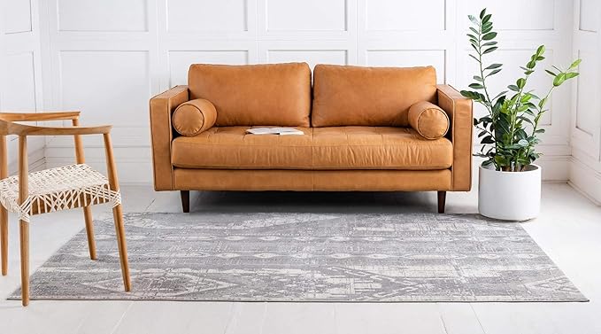 Rugs.com Oregon Collection Rug – 8' x 10' Gray Low-Pile Rug Perfect for Living Rooms, Large Dining Rooms, Open Floorplans