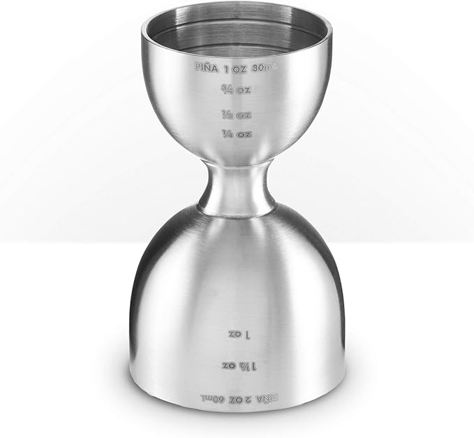 Piña Barware Stainless Steel Commercial 2oz. / 1oz. Bell Style Measuring Jigger Bar Tool - Brushed Finish, One Jigger