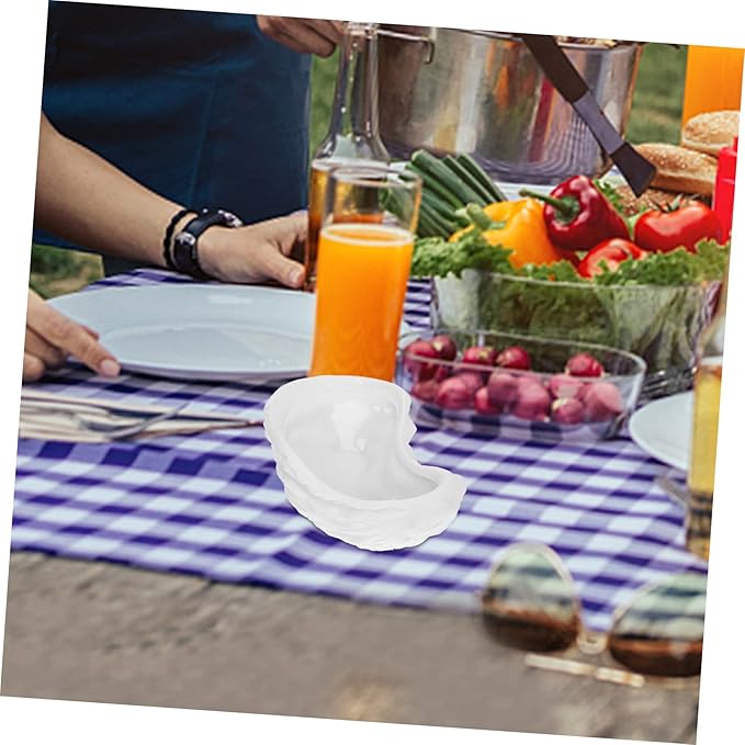 ABOOFAN 1Pc Ceramic Sauce Dish Unique Decorative Condiment Tray for Home Restaurant Oyster Shaped Plate for Dipping Sauces Seasonings and Appetizers