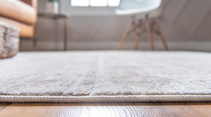 Rugs.com Oregon Collection Rug – 7' x 10' Ivory Low-Pile Rug Perfect for Living Rooms, Large Dining Rooms, Open Floorplans