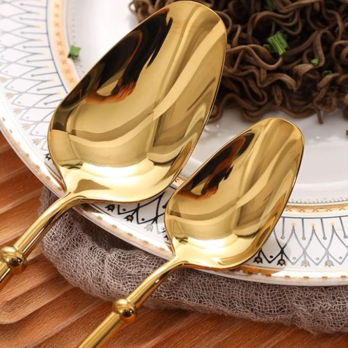 Exquisite Stainless Steel Cutlery Set Knife Fork Spoon Silverware Set Mirror Polished Flatware Set Kitchen Utensils Dessert Spoon Practical