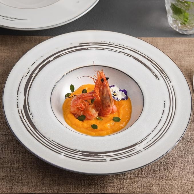 Modern Large Dinner Plates 10-inch Ceramic Plate Household Appetizer Straw Hat Pasta Restaurant Kitchen Hotel Commercial Breakfast Tableware Stackable Dinner Plates