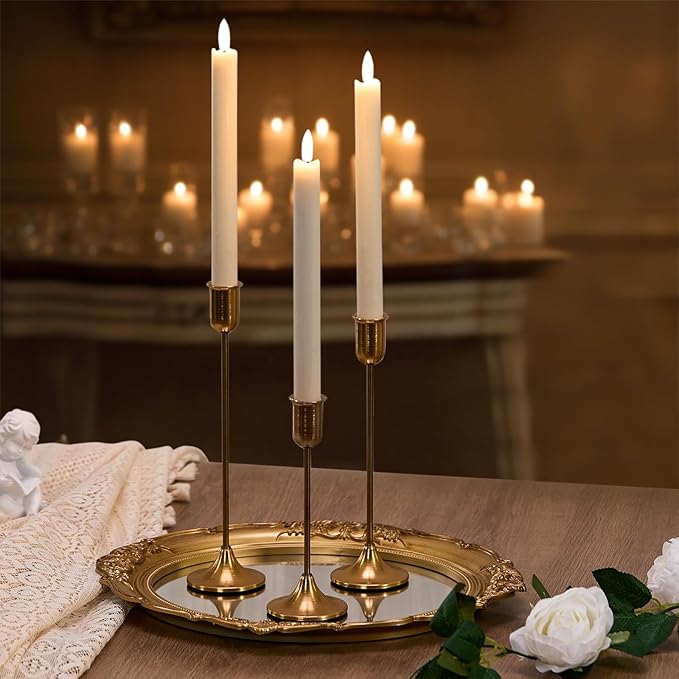 Candlestick Holders, Taper Candle Holders Set of 6, Vintage Gold Candle Sticks Holder Decor for Table Centerpiece, Fireplace Mantel, Weddings, Housewarming & Christmas Décor