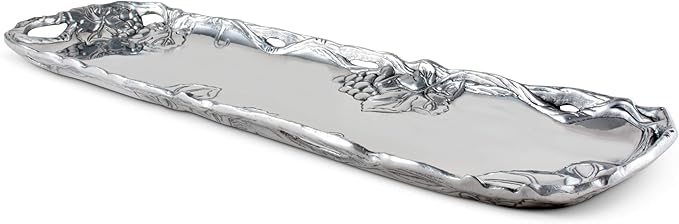 Arthur Court Designs Aluminum Metal Grape Vineyard Oblong Tray Heavy Vineyard Serving Platter 18 inch x 5.25 inch