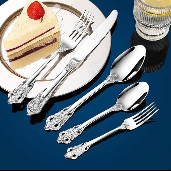 Royal 30-Piece Silverware Set for 6, 304 Stainless Steel Flatware Set, Mirror Polished Modern Cutlery, Dishwasher Safe Elegant Tableware)