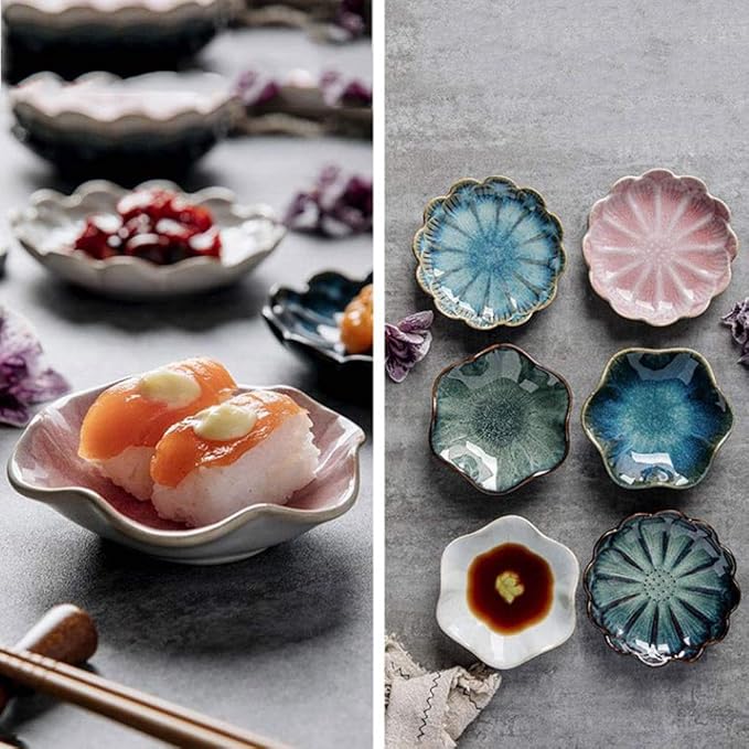 Dipping Sauce Dish Dipping Bowl Appetizer Plates Lotus Leaf Shaped Ceramics Seasoning Dishes Japanese Style Sauce Dish Ketchup Saucer Vinegar Spice Soy Sushi Seasoning Dipping Bowls Dipping Sauce Bowl