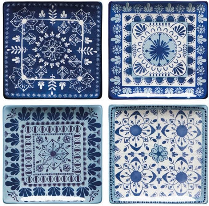 Now Designs Stamped Appetizer Plates, Porto - Set of 4 (HPT1153D)