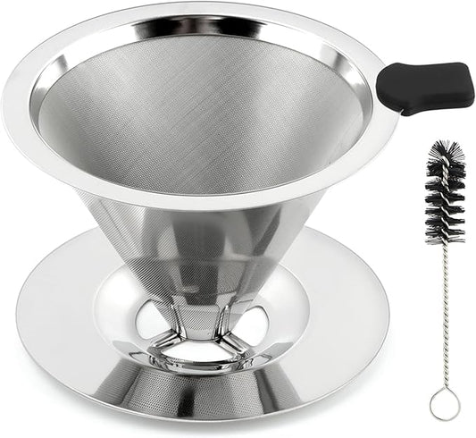 Pour Over Coffee Dripper Paperless Reusable Coffee Filter Pour Over Coffee Dripper Stainless Steel Reusable Filter Slow Drip Paperless Coffee Filter for Extraction (1-2 Cup)(COLOR:Medium)
