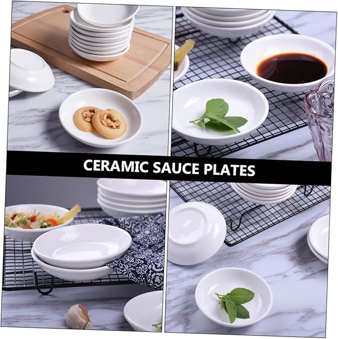6pcs Ceramic Sauce Serving Plates Small Condiment Dishes for Dipping Sauces Tableware for Appetizers Mustard and More