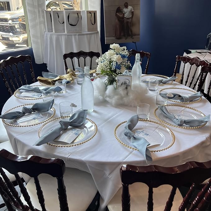 13" Charger Plates - Set of 12 - Gold Round Acrylic Disposable Chargers with Beaded Rim, Ideal for Dinner Party Wedding Bulk Events