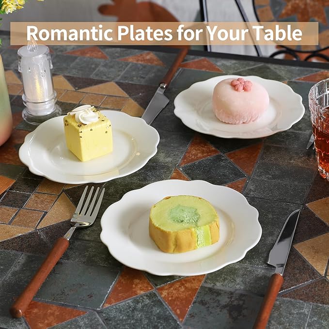 6 Inch Ceramic Dessert Plates Set of 18, White Appetizer Plate, Small Dinner Serving Plates for Cake, Snacks, Side Dishes, Microwave Oven and Dishwasher Safe