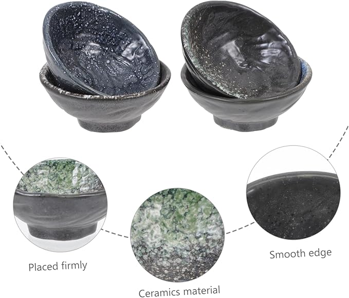 LIFKOME 4pcs Dipping Plates Ceramic Seasoning Dishes Sauce Holders for Restaurants Homes