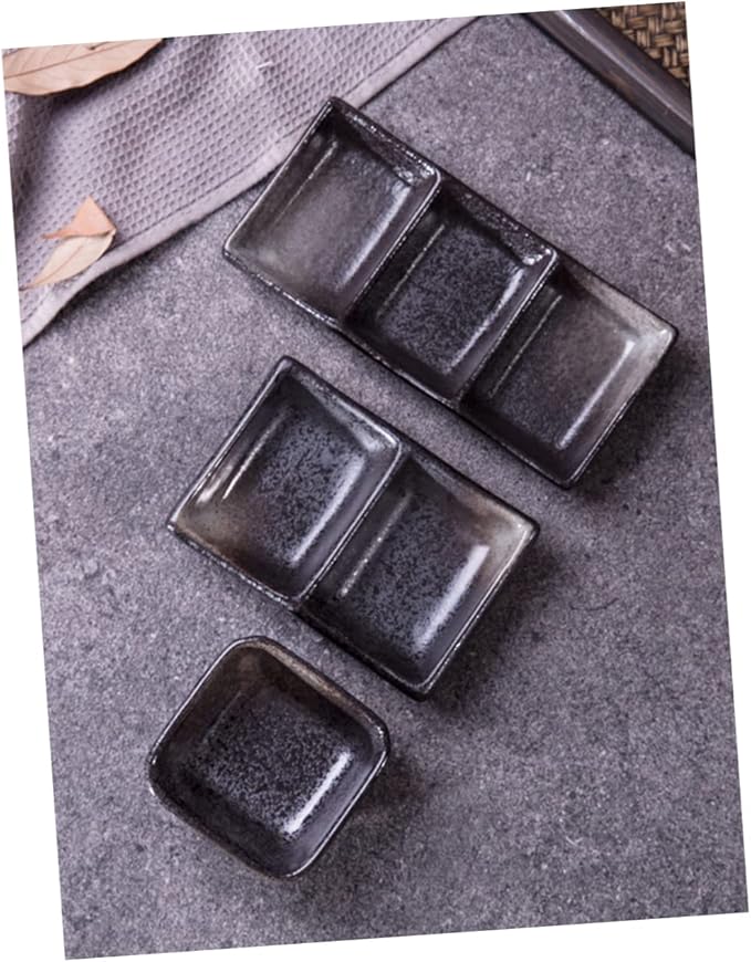 Alipis 2Pcs Ceramic Flavor Dishes Square Shape Appetizer Plates for Dipping Sauces Snacks and Condiments Versatile Food Sauce Bowls for Home School and Travel