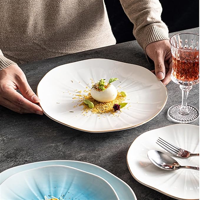 SONGCHAO Party Supplies Creative Gradient Ceramic Plate Dinner Plate Household Dessert Plate Salad Plate Fruit Plate Simple Dinner Plate Party Plates (Color : A, Size : 002)