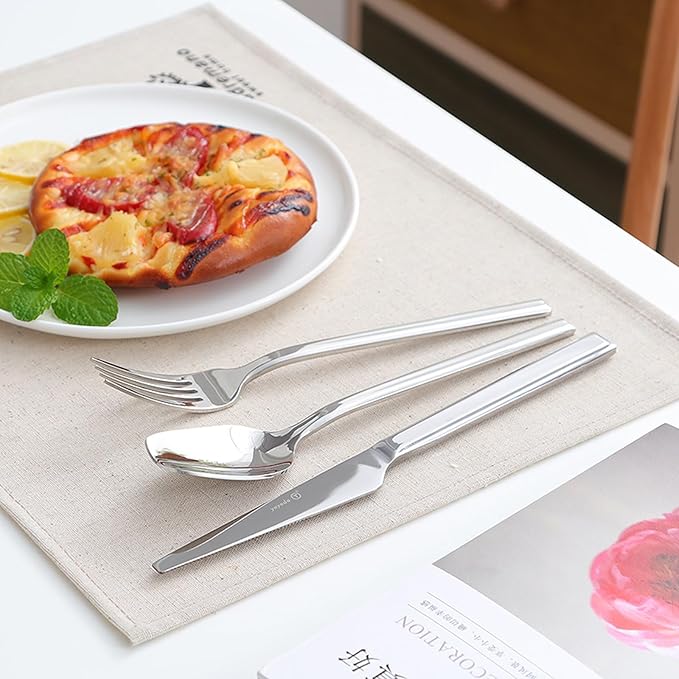silverware set, 18/10 stainless steel flatware set for 6, 30-piece set, flatware sets with serving utensils, tableware set for dining restaurant hotel