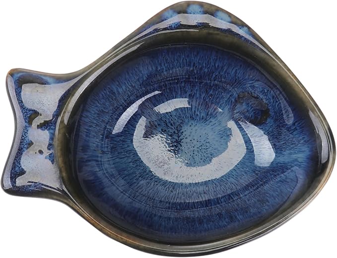 Amosfun Fish-Shaped Ceramic Sauce Dish for Dipping and Seasoning 6-Inch Appetizer Plate Decorative Dish for Home and Dining for Serving Soy Sauce and Condiments