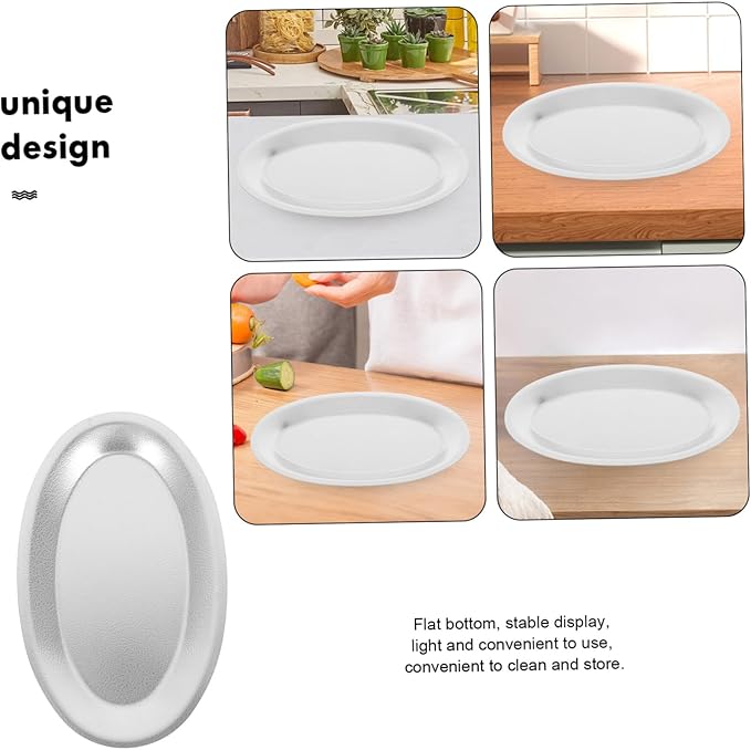 Luxshiny Stainless Steel Oval Serving Tray Snack Dish for Fish Desserts Appetizers Elegant Platter for Parties Events and Home Use Easy to Clean