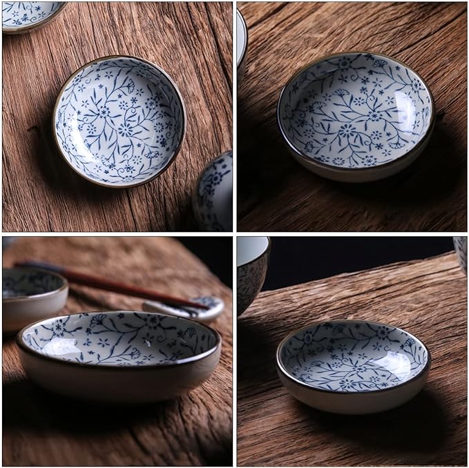 3pcs Ceramic Sauce Dish Kitchen Snack Plates Soy Sauce Bowls Appetizer Serving Tray