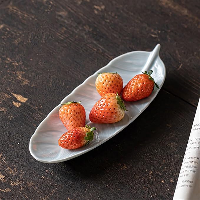 Sauce Dish Creative Feather Snack Plate Ceramic Snacks Dessert Plate Household Nuts Fruit Plate Restaurant Snack Plate Snack Plate(1)
