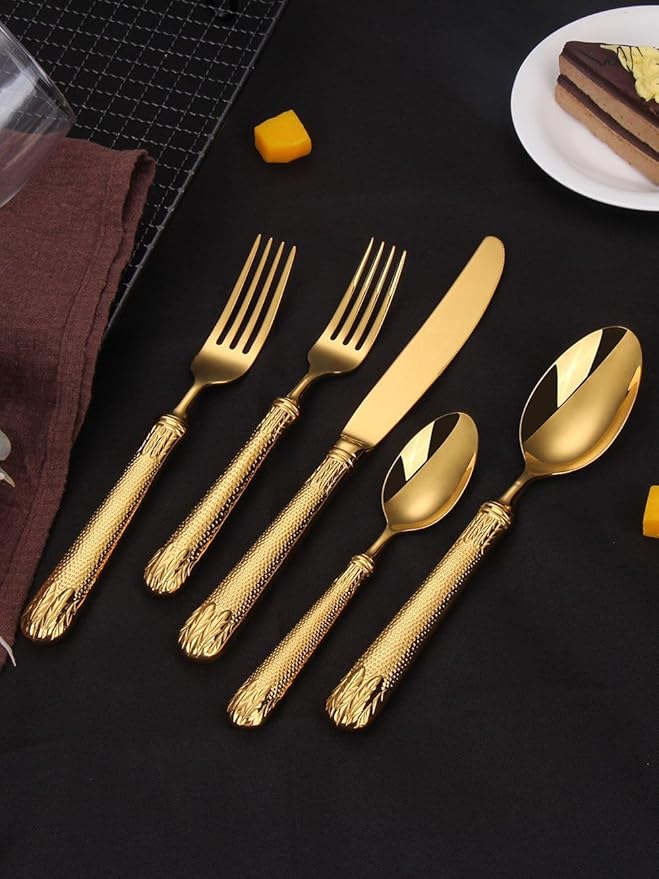 20-Piece Gold Silverware Set, Premium 18/10 Stainless Steel Flatware Set for 4, Mirror Polished Gold Cutlery, Dishwasher Safe Modern Tableware