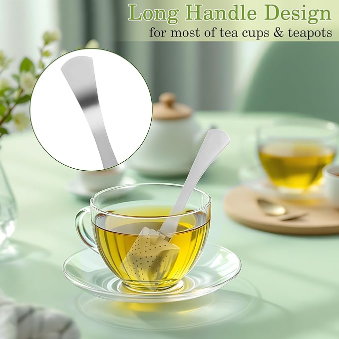 2PCS Stainless Steel Tea Infuser Filter, Fine Mesh Tea Interval Diffuser Strainer Creative Square Tea Holder Steeper with Long Handle for Teawear Accessories Father's Day Gift,Silver