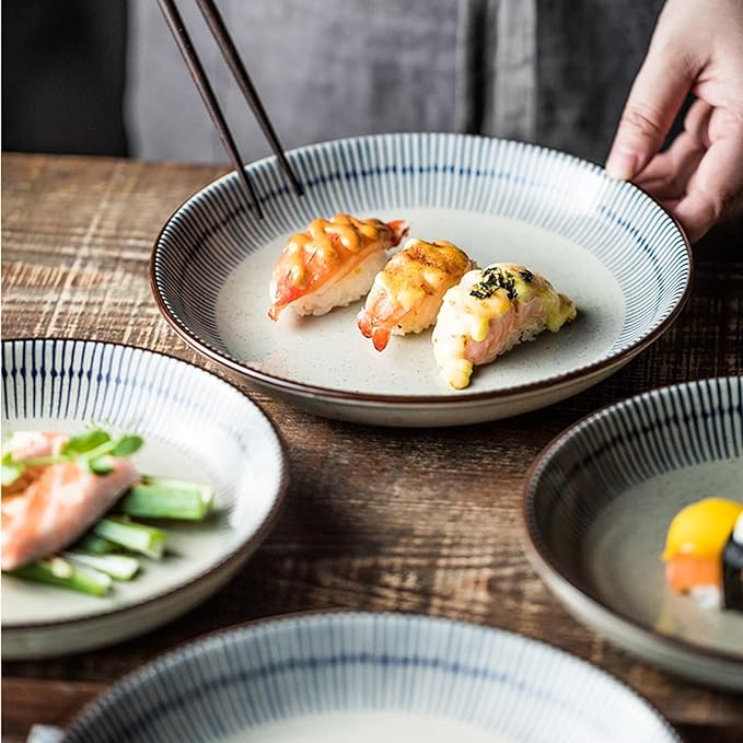 Kitchen Plates Ceramic Dinner Plate Home Personality Deep Plate Creative Round Dinner Plate for Home, Party, Restaurant 8 Inches Fruit Tray Restaurant Plates(7 inch)