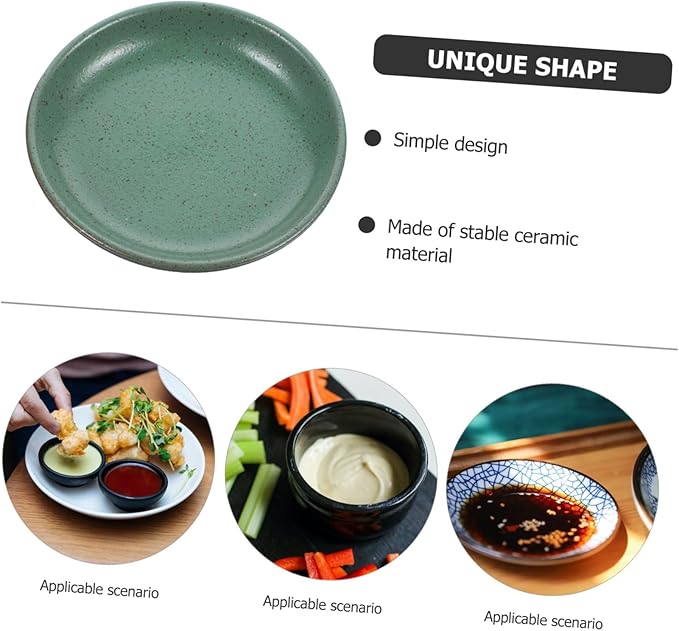 Amosfun Ceramic Appetizer Plates Set of 4 Round Wear-Resistant Snack Serving Dishes Shallow Dinner Plates for Sauces Dips and Side Dishes for Restaurants and Parties
