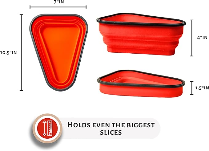 PIZZA PACK The Perfect Reusable Pizza Storage Container with 5 Microwavable Serving Trays - BPA-Free Adjustable Pizza Slice Container to Organize & Save Space, 4 Pack, Red