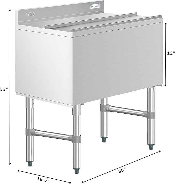 KoolMore 30 Inch Commercial Stainless Steel Underbar Ice Bin with Siding Lid, NSF Certified (KM-UIB-1830)