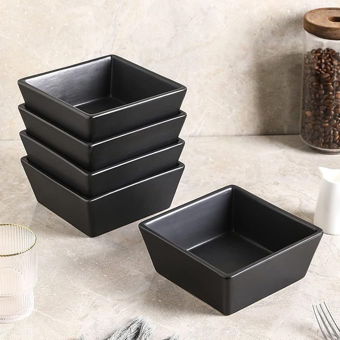 Stone Lain Grace Stoneware Bowl Set, Includes 4 Bowls, Black