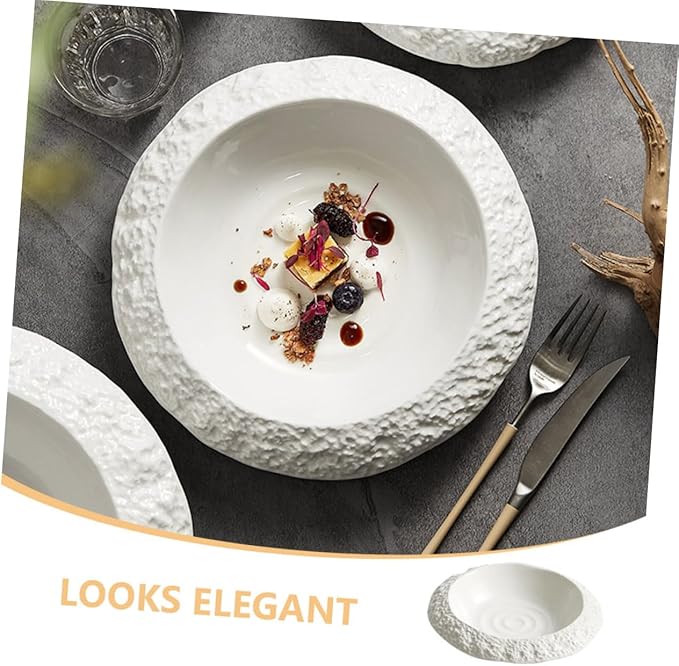 STOBAZA Ceramic Plate with Unique Rock Pattern Decorative Dish for Appetizers Snacks and Salads Elegant Dinnerware for Home and Restaurant Use