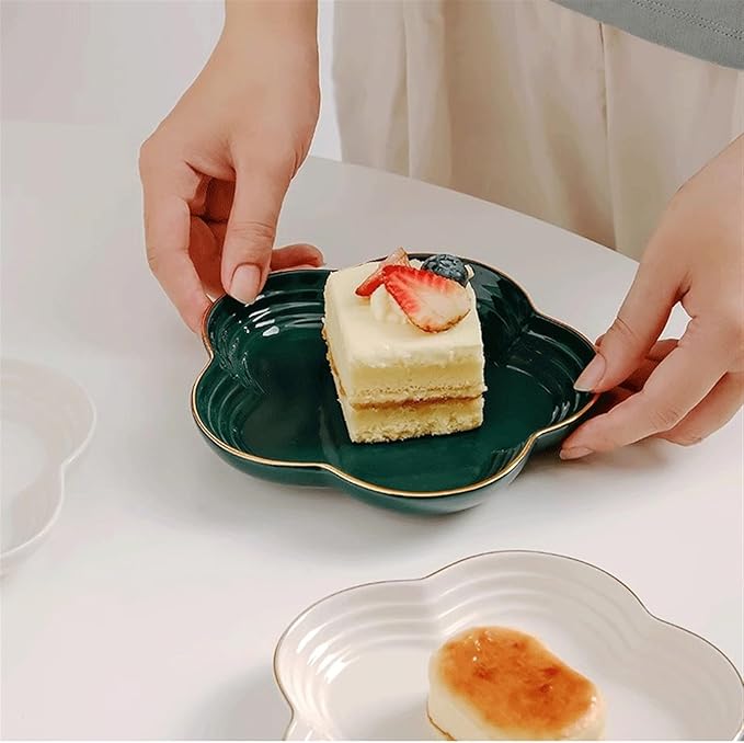Appetizer Bowls Ceramic Appetizer Plates 5.7 inch Phnom Penh Petal Shaped Dessert Plate Afternoon Tea Cake Dish Dinner Serving Plates for Dessert Cake Snack Salad Bowls (Color : 1)