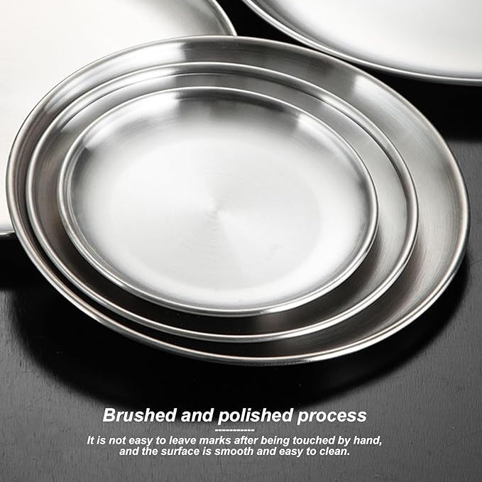 2 PCS Coffee Table Tray, Stainless Steel Serving Tray, Smooth Edges, Wire Drawing Process, Waterproof and Slip Resistant, Multifunctional(Silver,18x1.5CM/7x0.6IN)