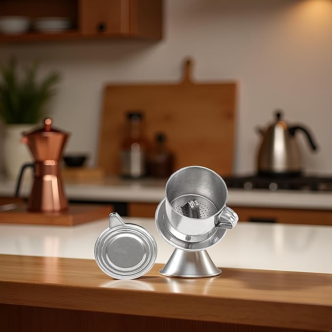 1 Set Vietnamese Coffee Filter Stainless Steel Coffee Pot Drip Infuse Cup Brewing Teapot No Need Paper Drip Coffee Pot Machine Filter Attractive processing