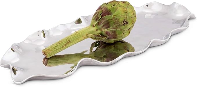 Arthur Court Carmel Pattern Tray - Free Form Modern Metal Serving Platter 20 inch x 9 inch